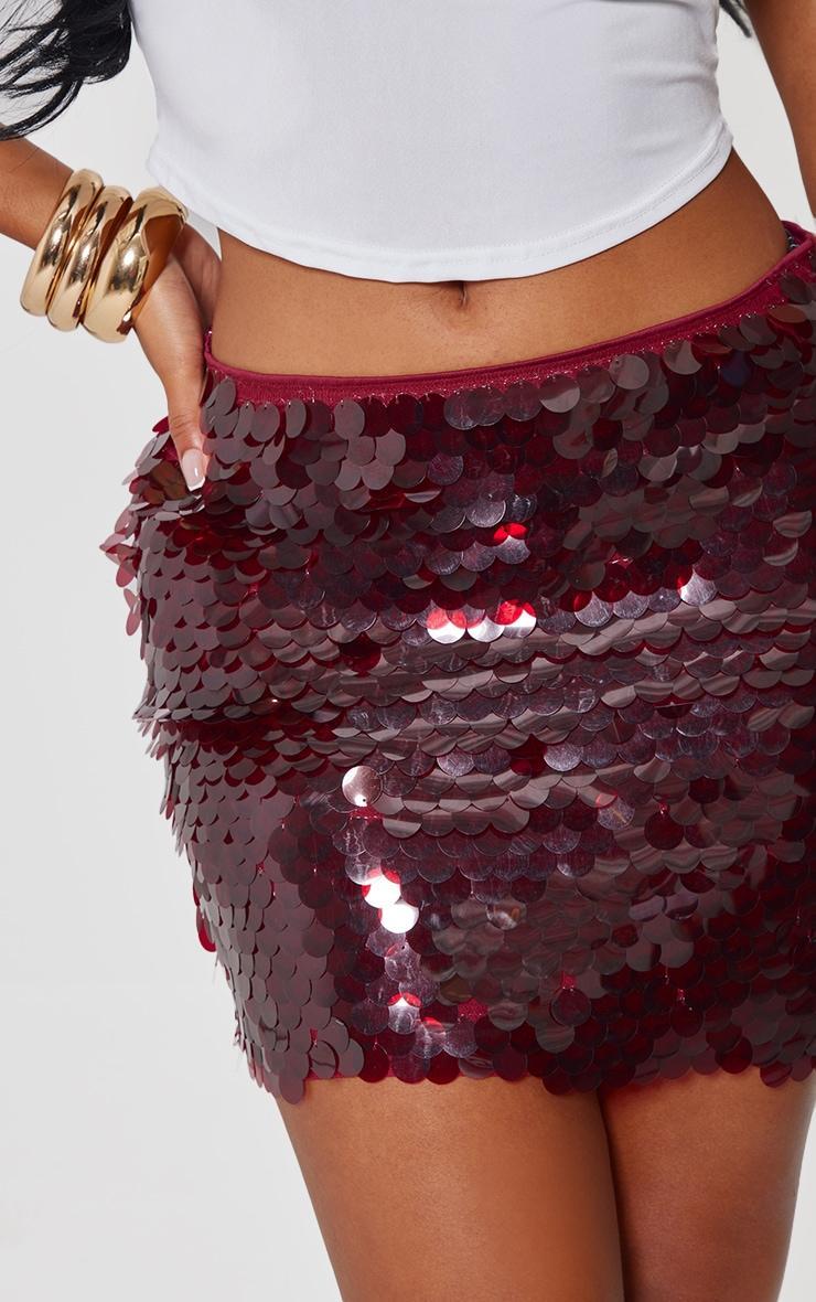 Shape Burgundy Disc Sequin Micro Mini Skirt Product Image