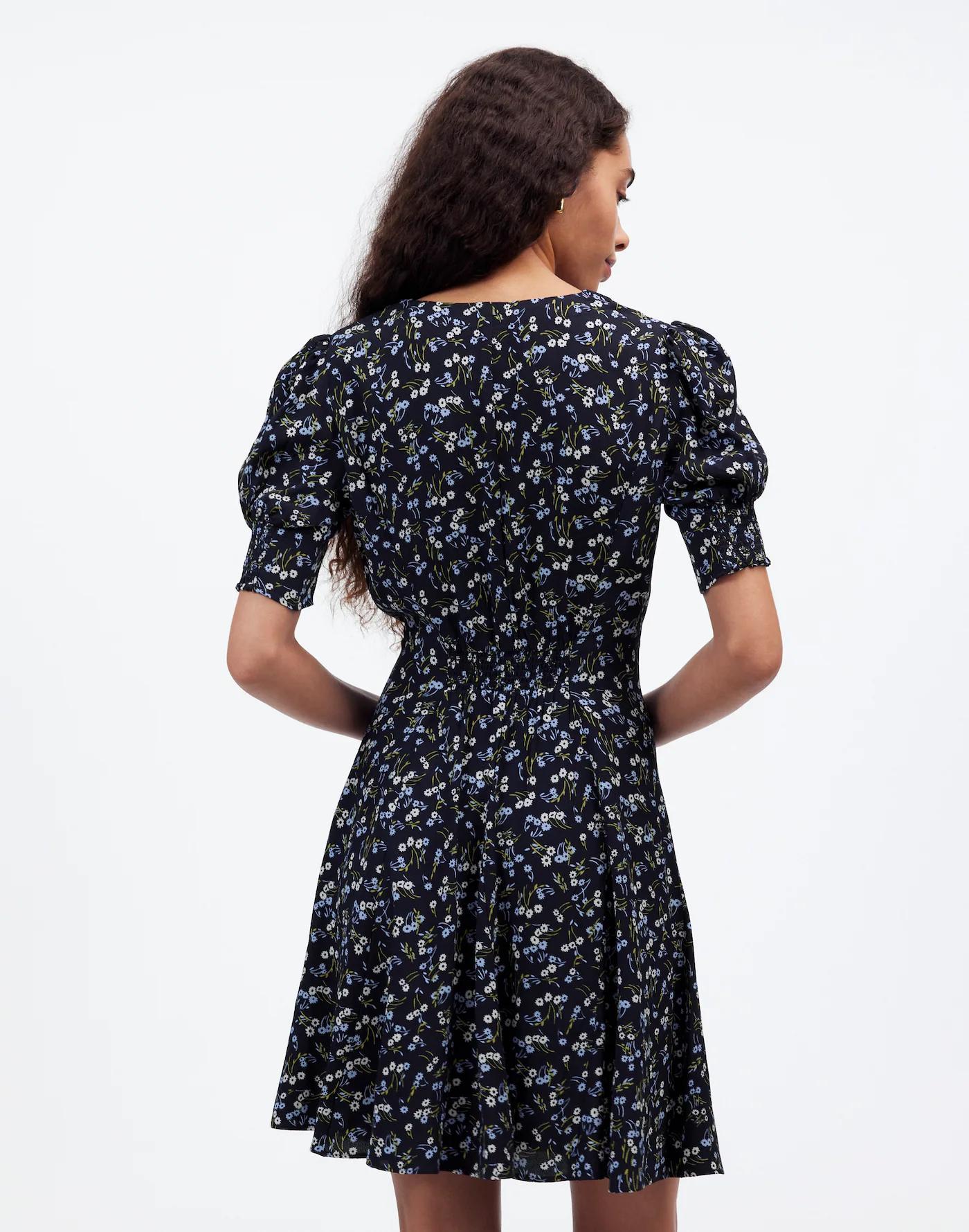 V-Neck Button-Front Mini Dress in Floral Product Image