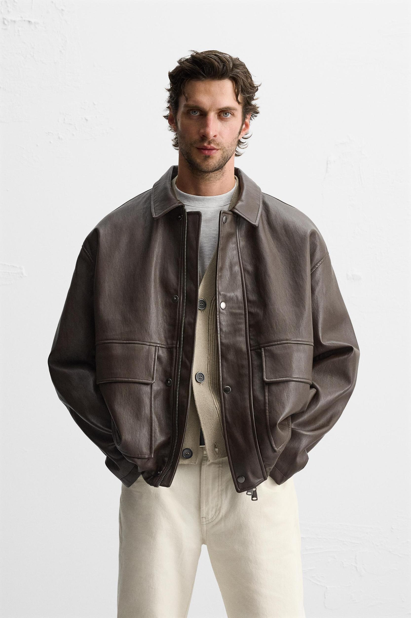 FAUX LEATHER POCKET JACKET Product Image