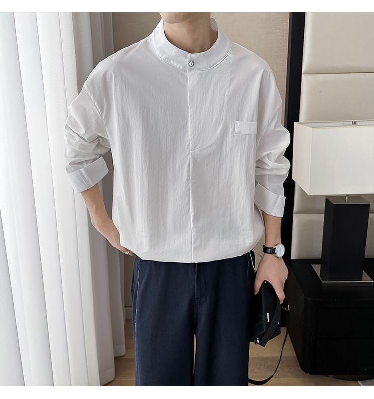 Long-Sleeve Stand Collar Shirt Product Image