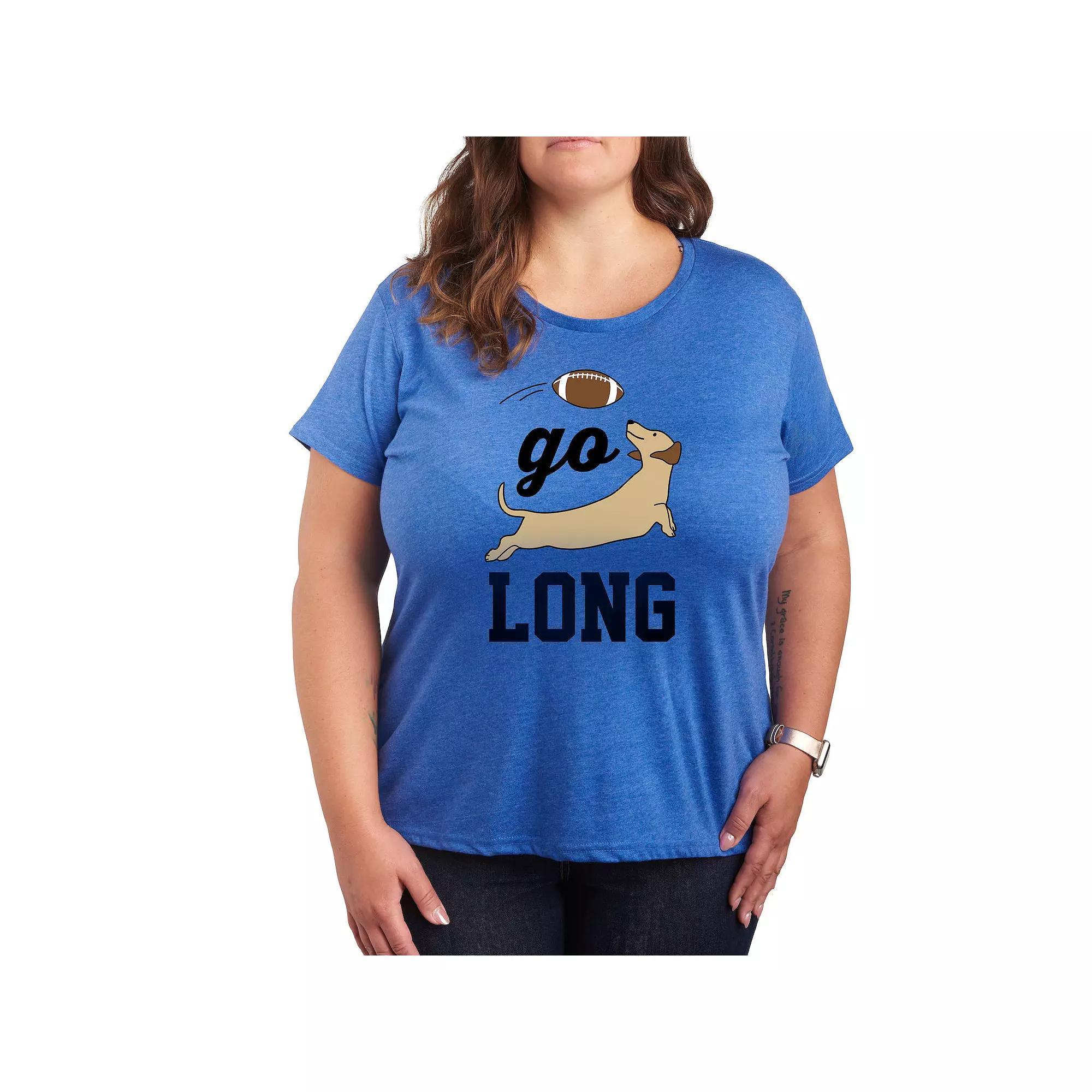 Plus Size Go Long Graphic Tee, Womens Grey Gray Product Image