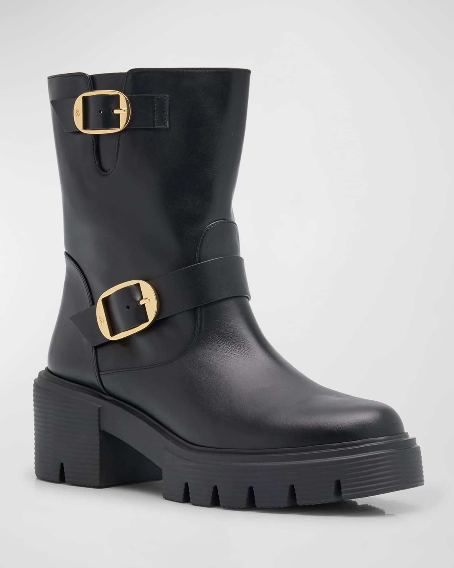 Soho Calfskin Buckle Moto Booties Product Image