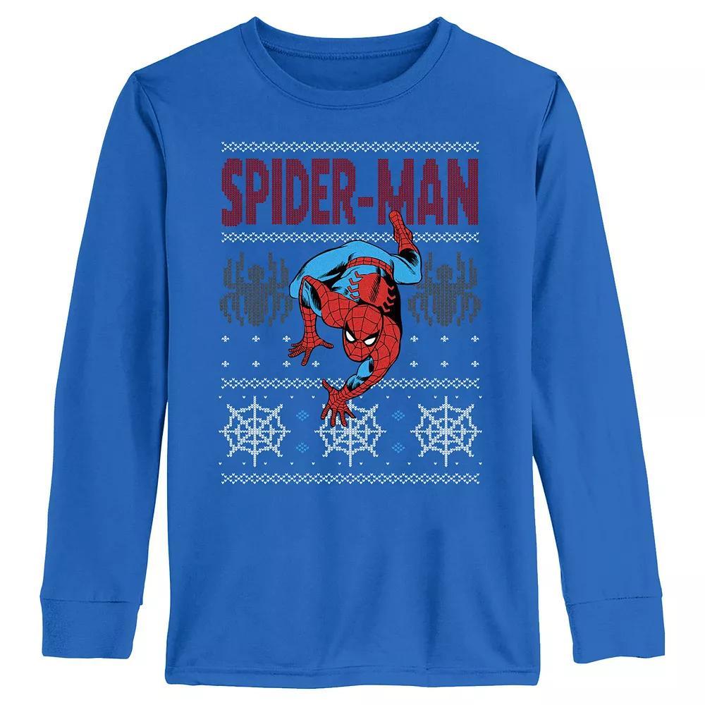 Boys 4-7 Spider-Man Christmas Sweater Long Sleeve Graphic Tee, Boys Product Image