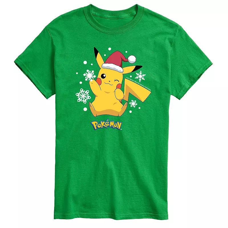 Men's Pokemon Santa Hat Snowflakes Tee, Size: Small, Grey Product Image