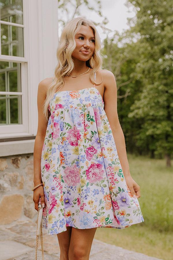 Bubbly Personality Floral Denim Mini Dress Product Image