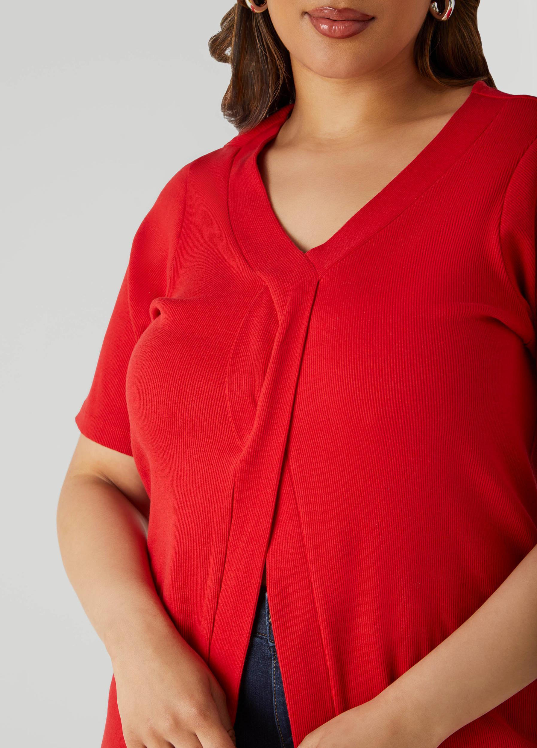 Split Front Ribbed Top Product Image