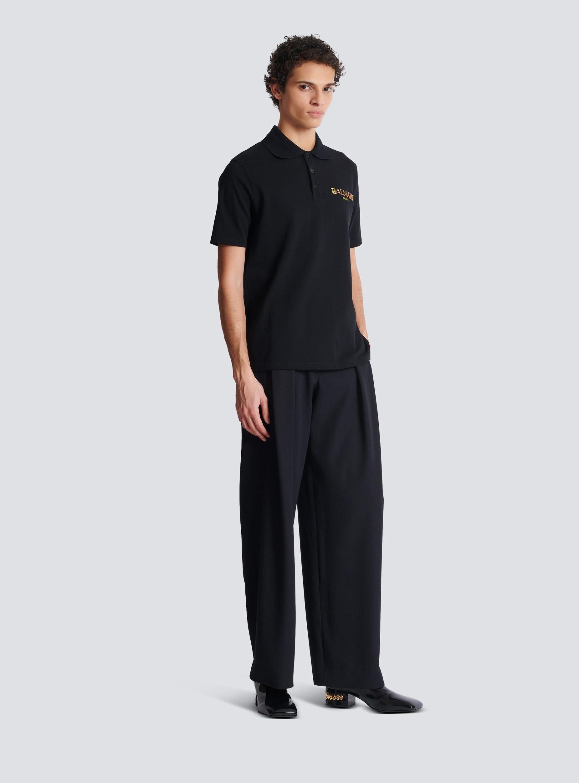 Vintage Balmain embroidered cotton polo shirt Product Image