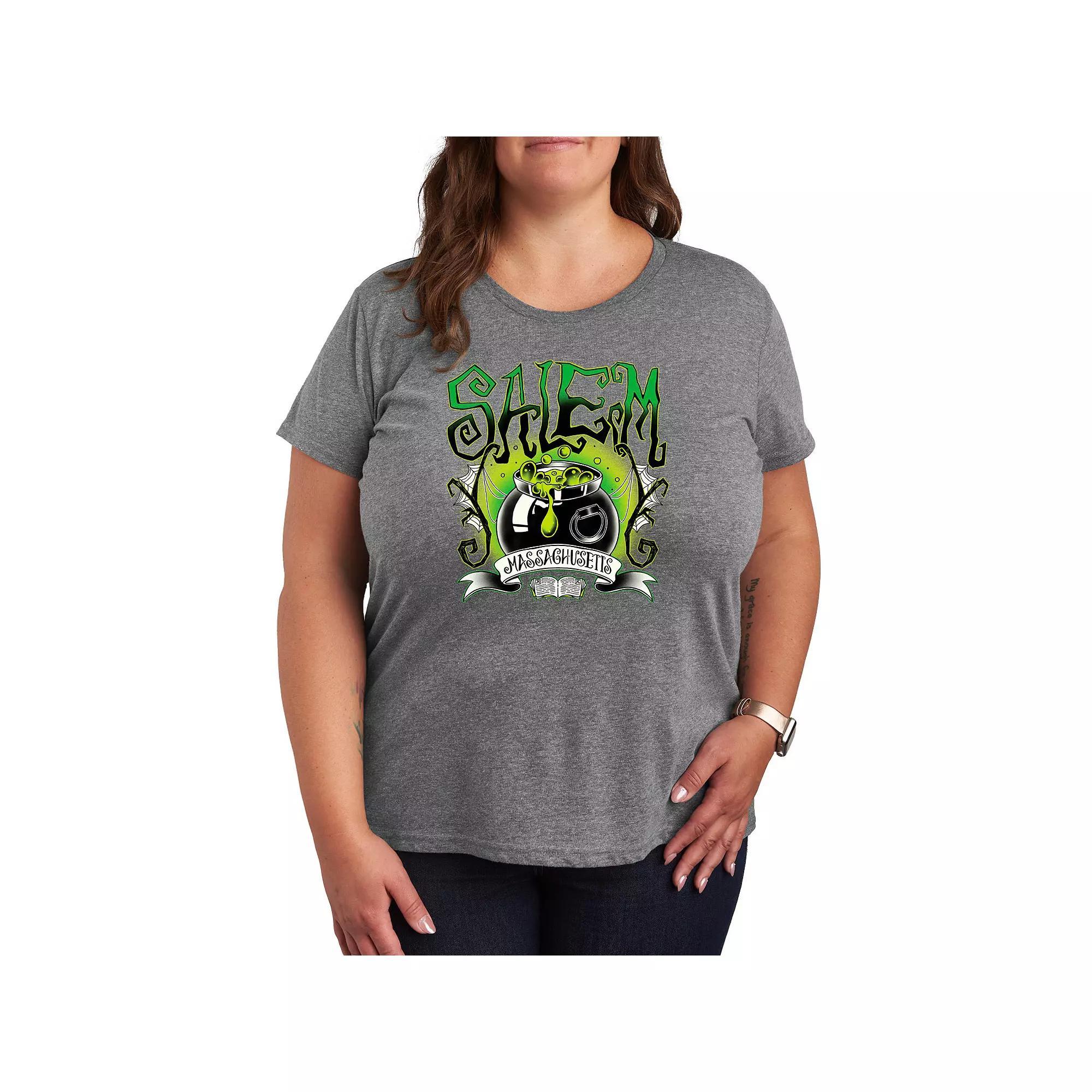 Plus Size Salem Witchy Collegiate Graphic Tee, Womens Blue Product Image
