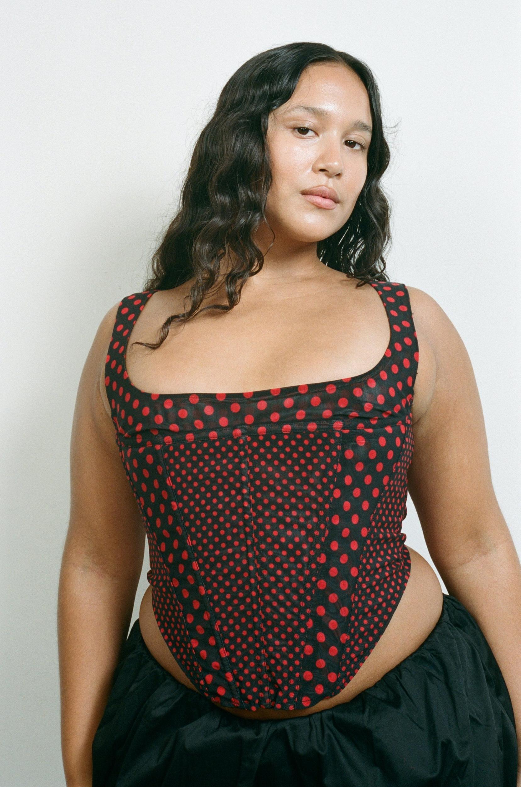 CAMPBELL CORSET - BLACK POLKA DOT Product Image
