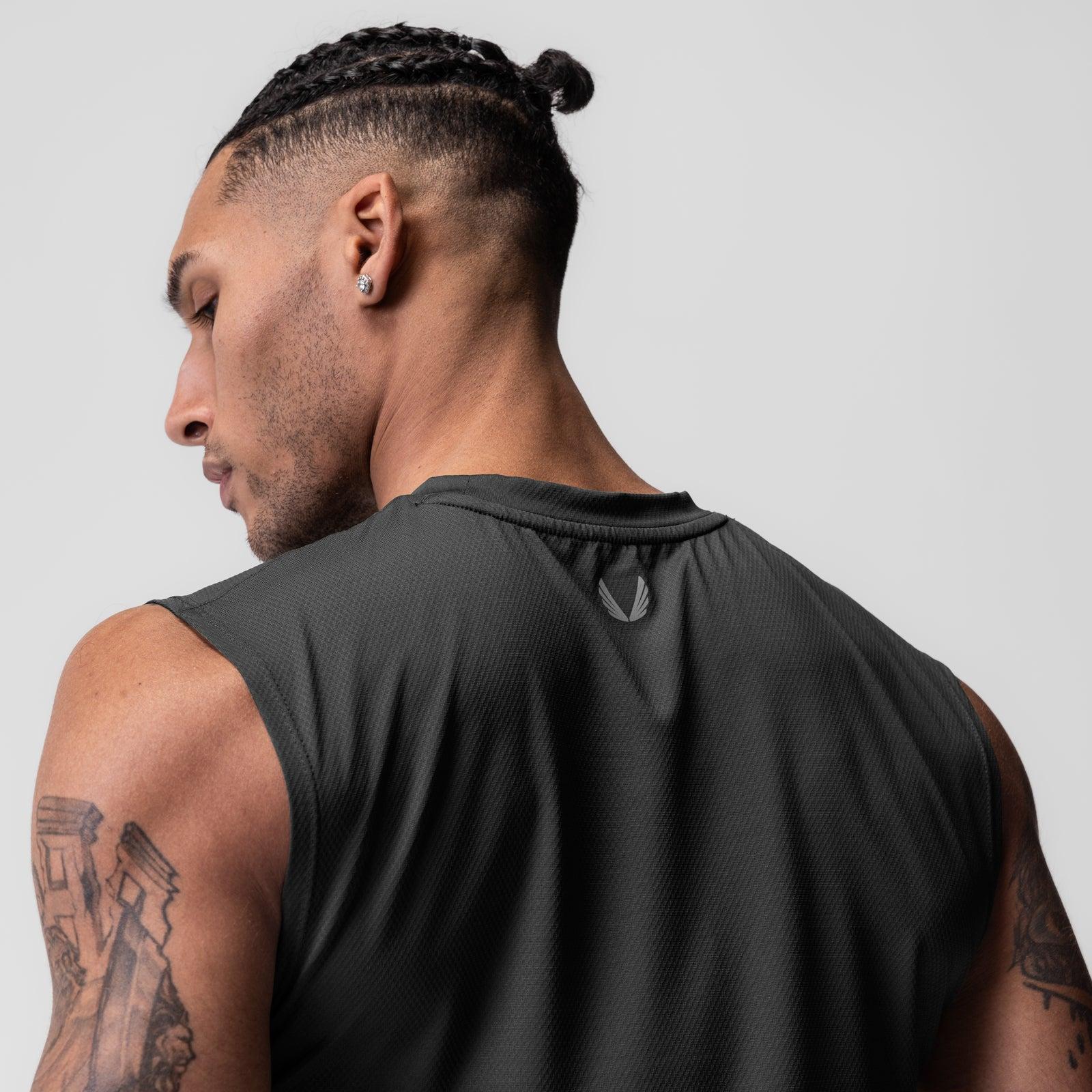 0757. AeroSilver® Cutoff Tank - Black "Box Logo" Product Image