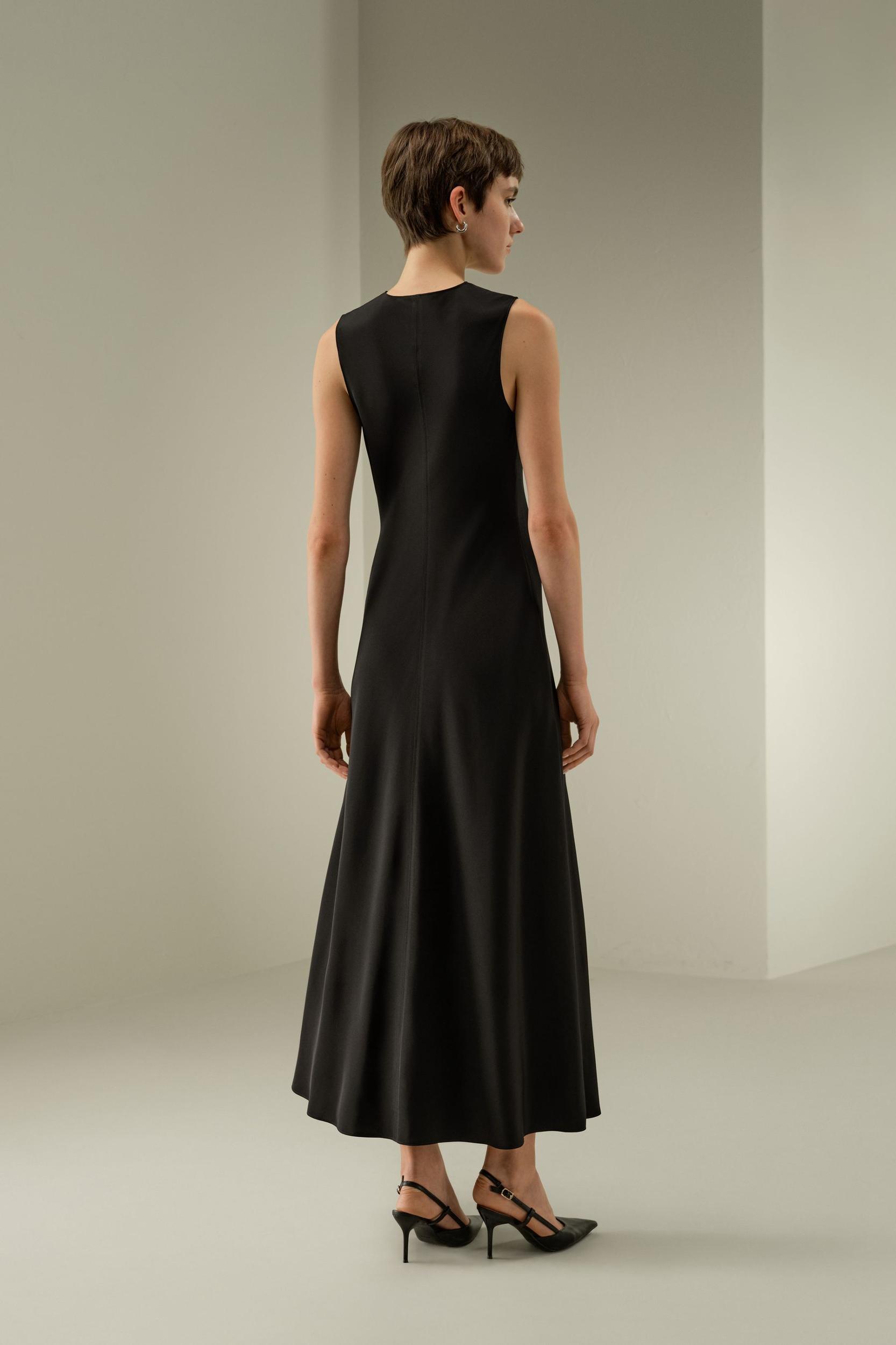 V-Neck Silk Long Dress Product Image
