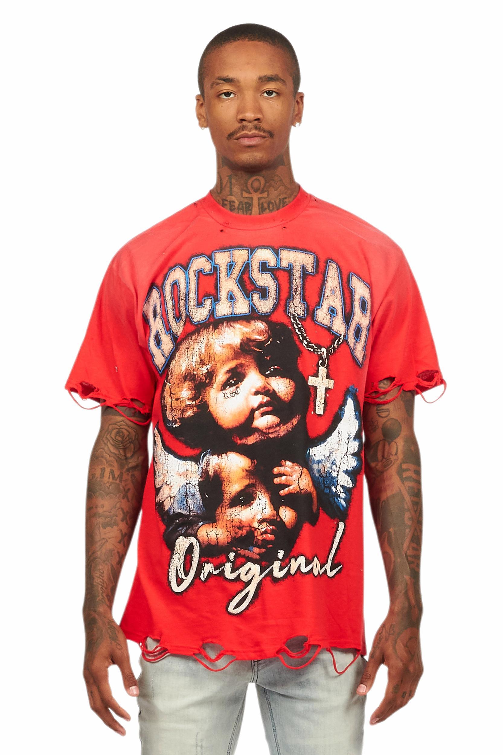 Deiter Red Oversized Graphic T-Shirt Male Product Image