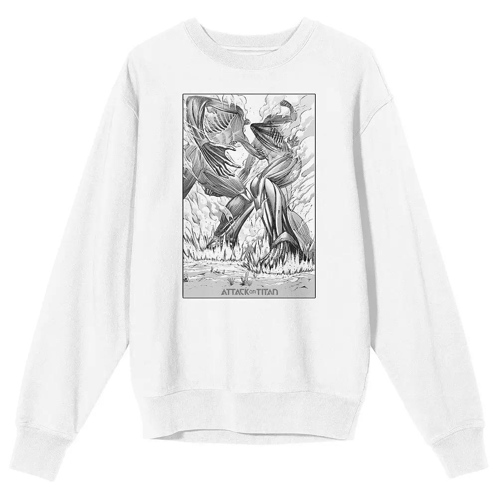 Men's Attack On Titan Two Titans Sweatshirt, Size: Small, White Product Image