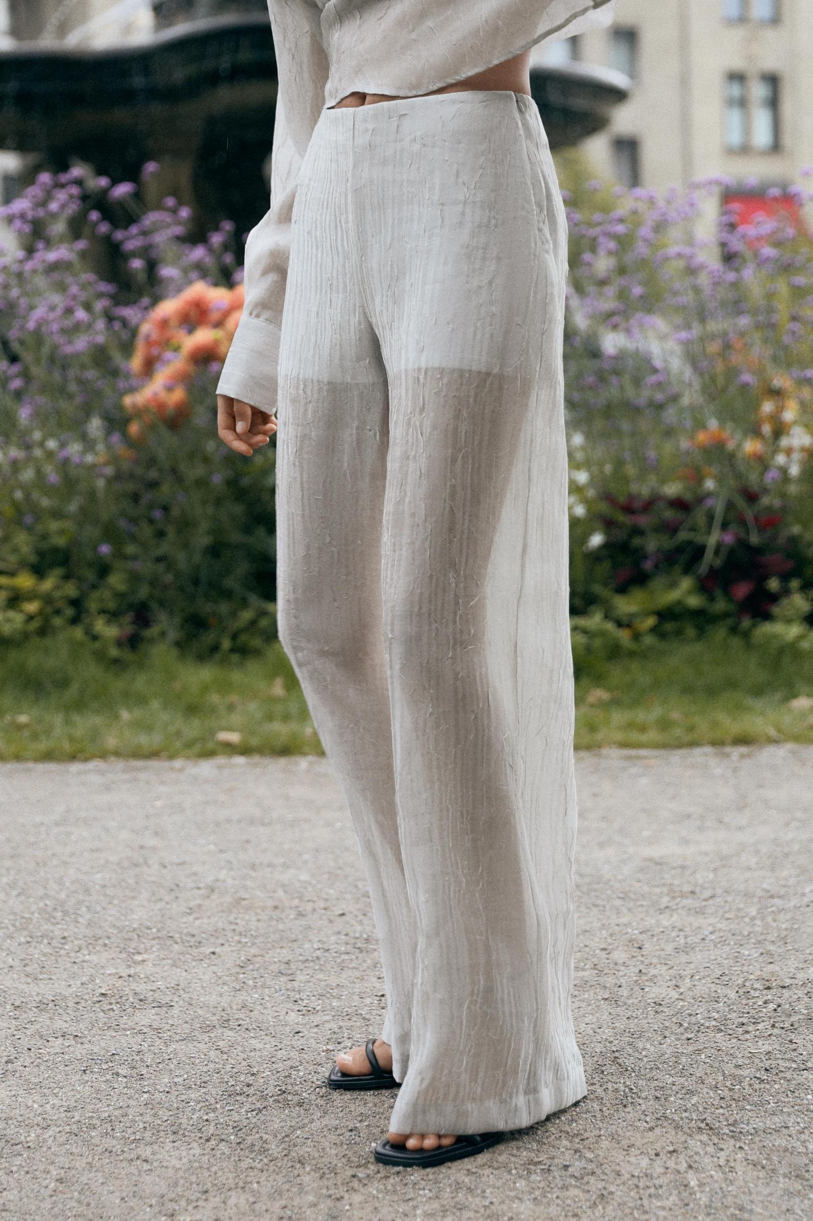 WRINKLED EFFECT ORGANZA PANTS Product Image