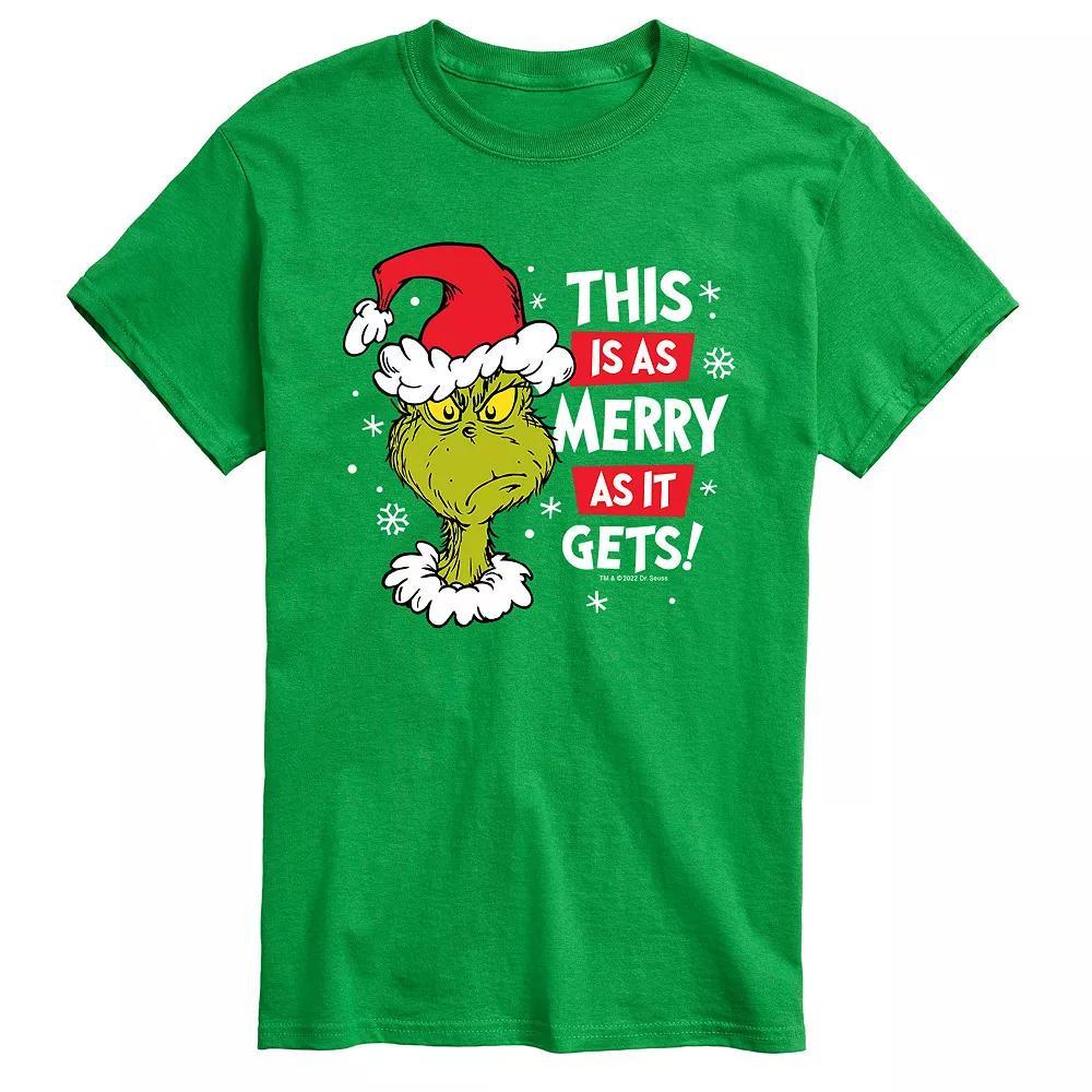 Men's Dr. Seuss Grinch This Is As Merry As It Gets Tee, Size: XL, Green Product Image