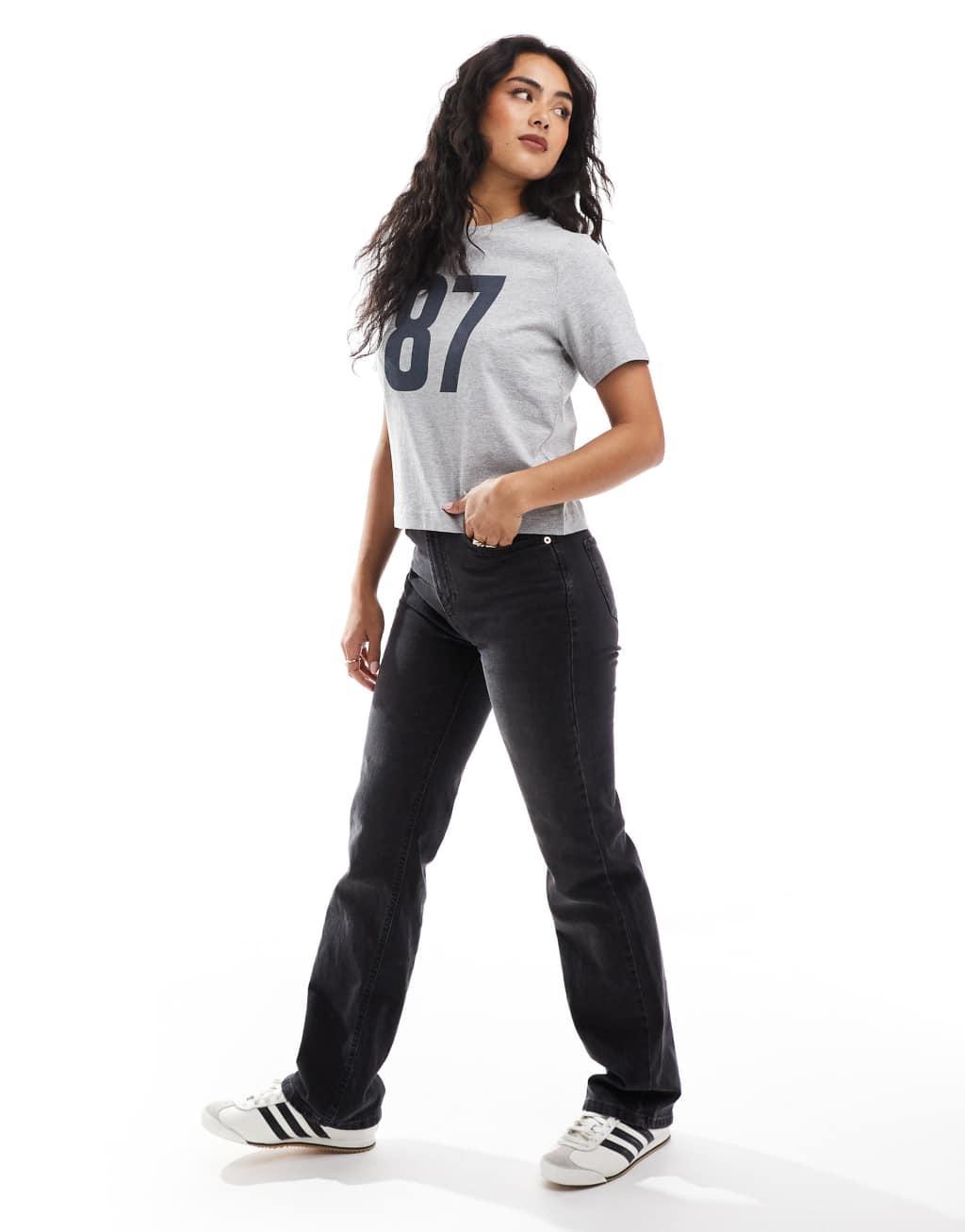 Cotton On classic tee with sporty graphic in gray Product Image