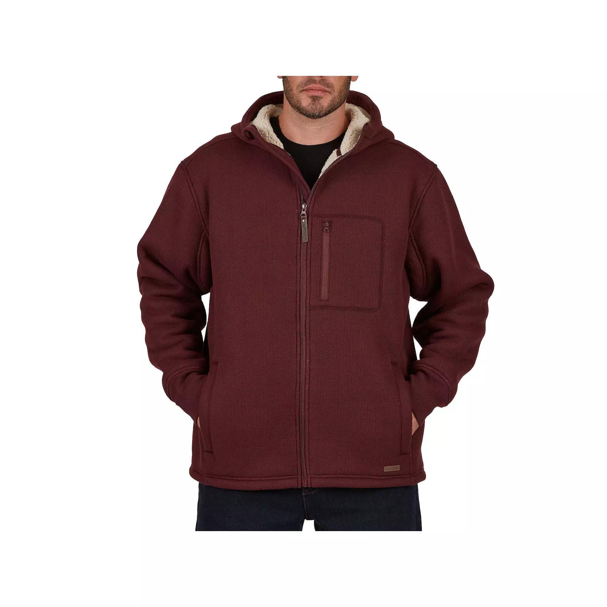 Men's Smith's Workwear Sherpa-Lined Hooded Thermal Shirt Jacket, Size: XL, Heather Red Product Image