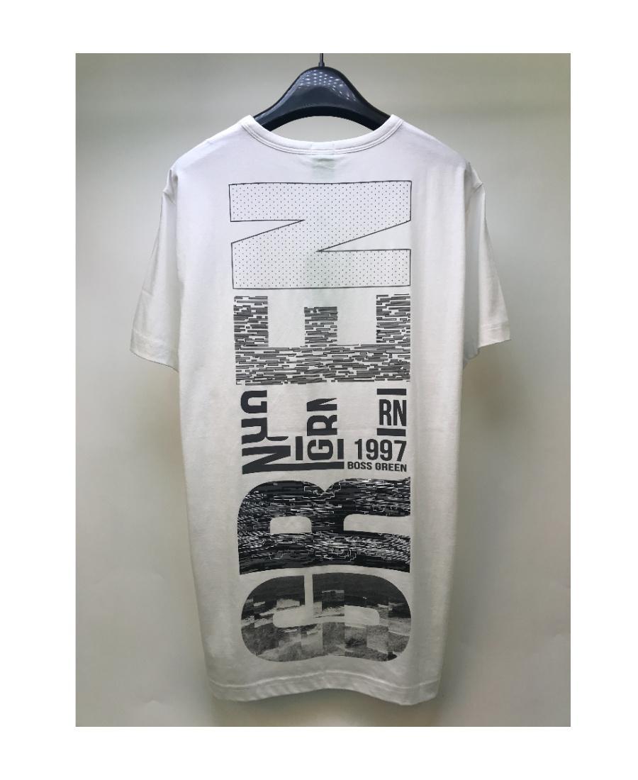 HUGO BOSS Logo Round-necked T-shirt In Gray Product Image