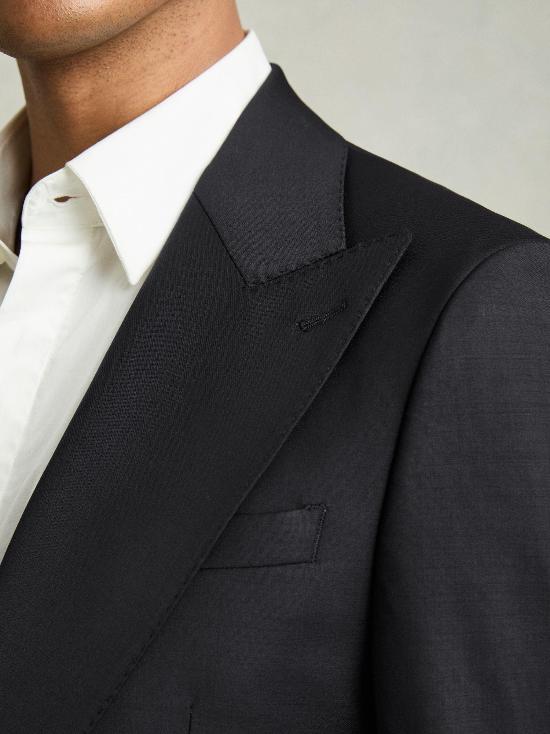 Regular-Fit Single-Breasted Wool-Blend Suit Blazer in Navy Product Image