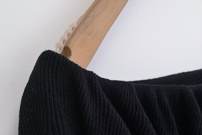 Cold-Shoulder Plain Ruffle Sweater Product Image