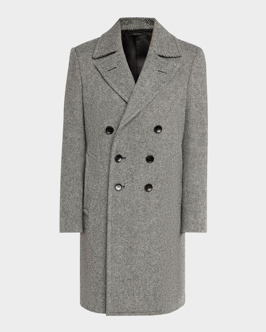 Mens Mouline Wool Double-Breasted Coat Product Image