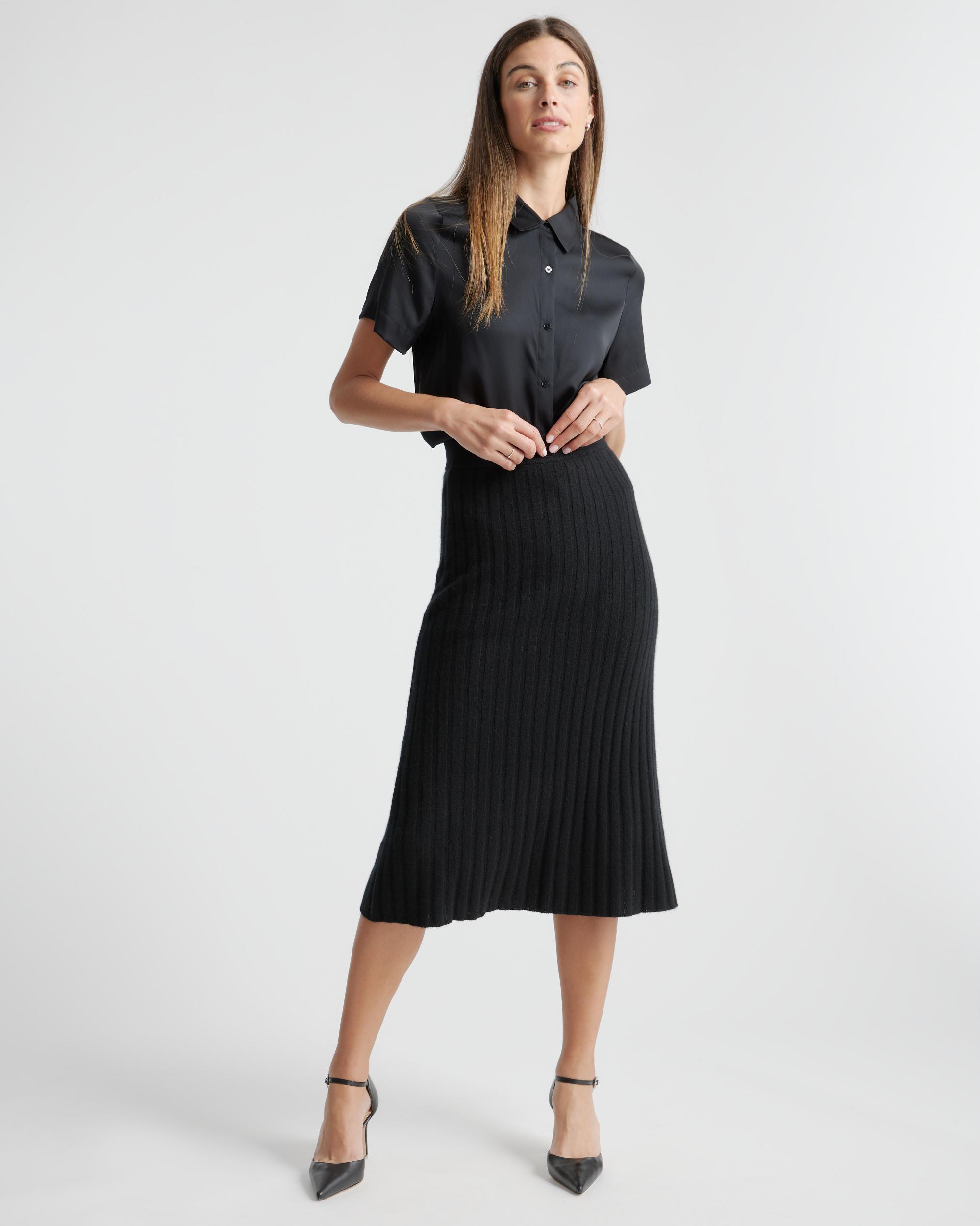 Quince | Women's 100% Washable Silk Stretch Short Sleeve Blouse Size XL Product Image