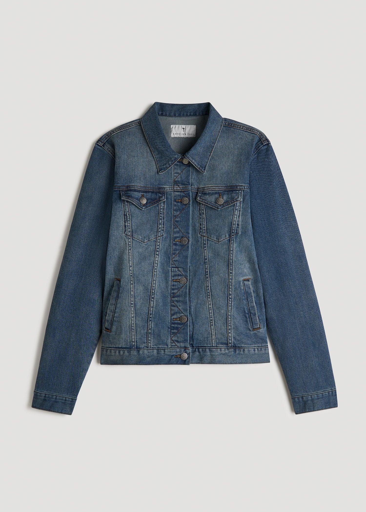 Tall Women's Denim Jacket in Vintage Medium Blue Product Image