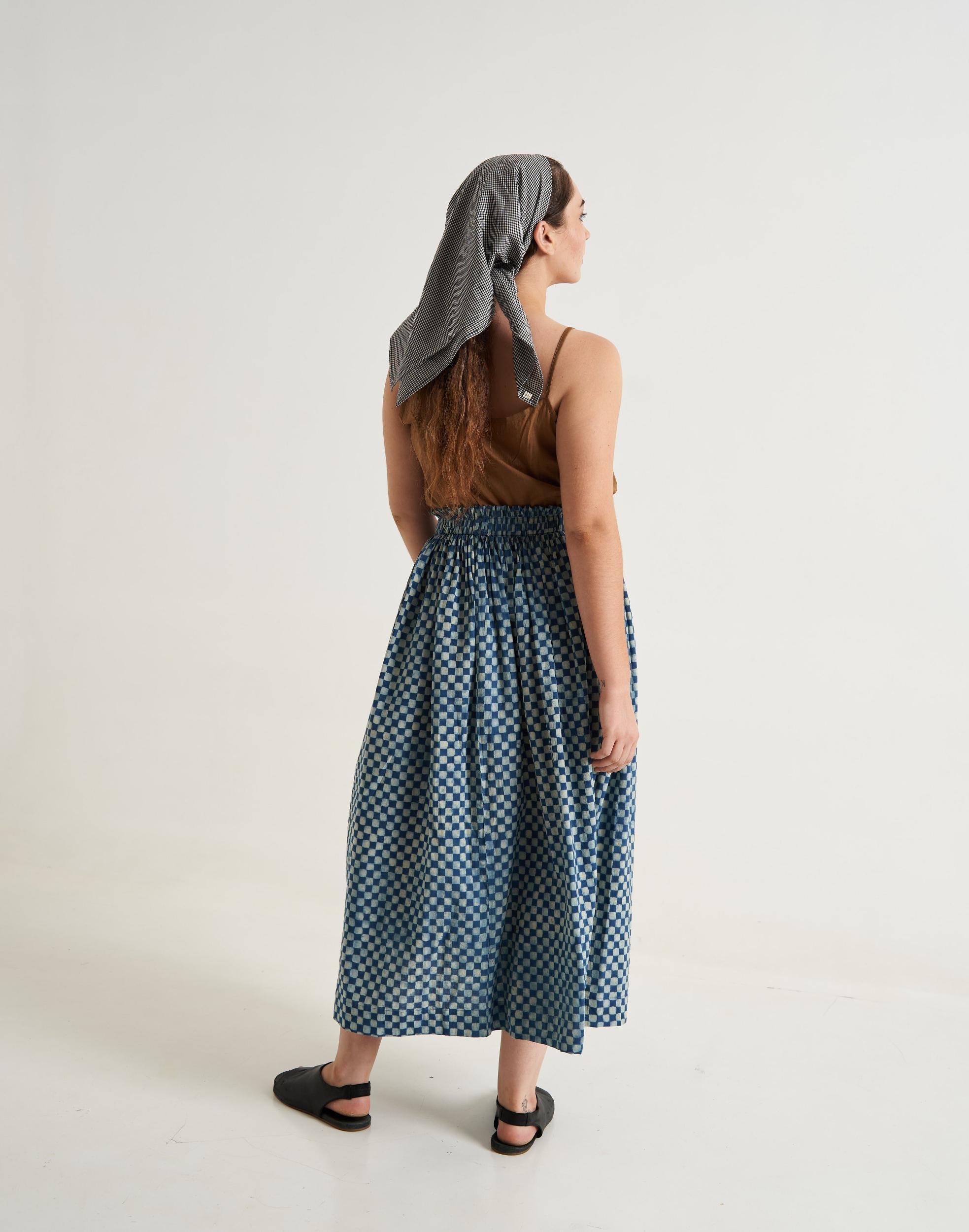 Block printed indigo skirt Product Image