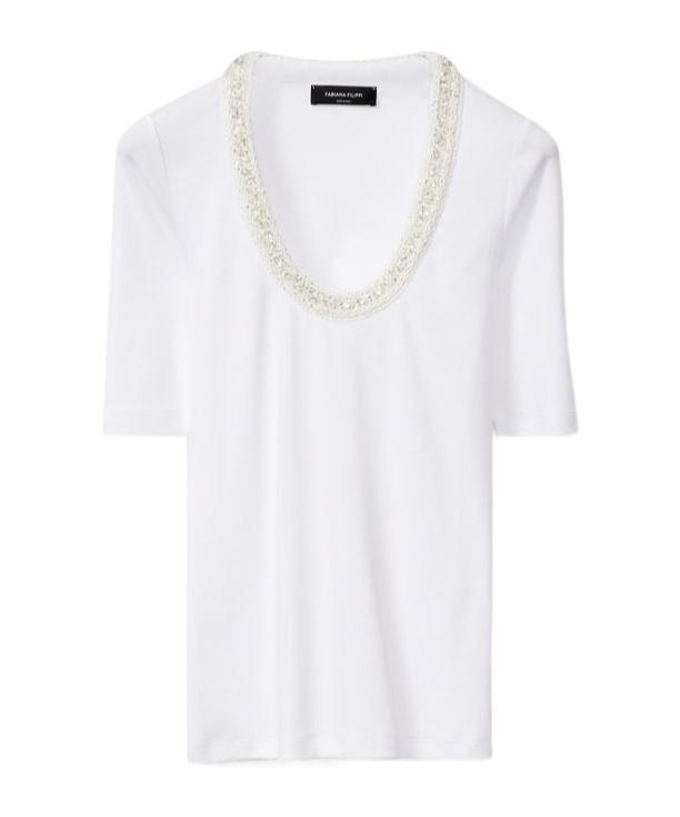 FABIANA FILIPPI Short-sleeved T-shirt In White Product Image