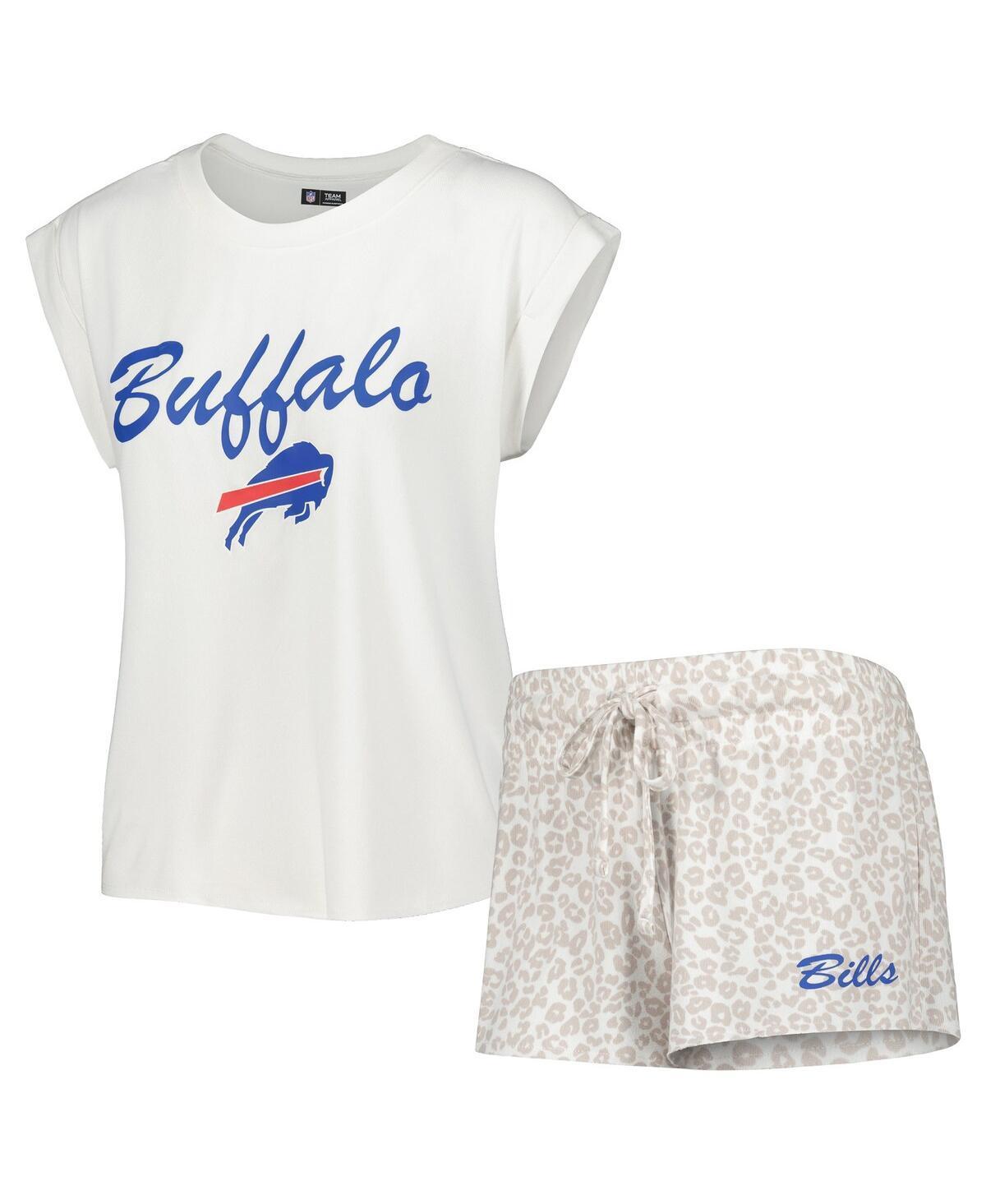Women's Concepts Sport White/Cream Buffalo Bills Montana Knit T-Shirt & Shorts Sleep Set, Size: 2XL Product Image