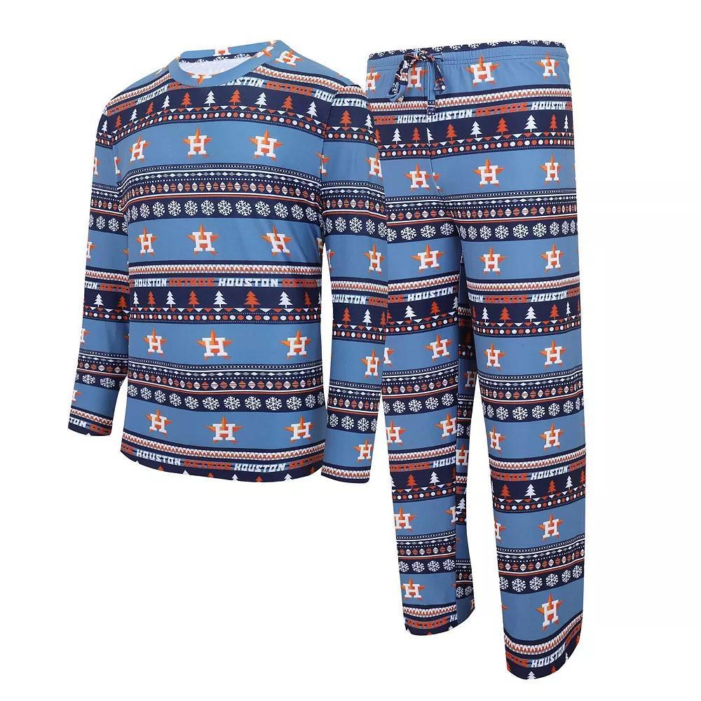 Men's Concepts Sport Navy Houston Astros Knit Ugly Sweater Long Sleeve Top & Pants Set, Size: 2XL, Blue Product Image