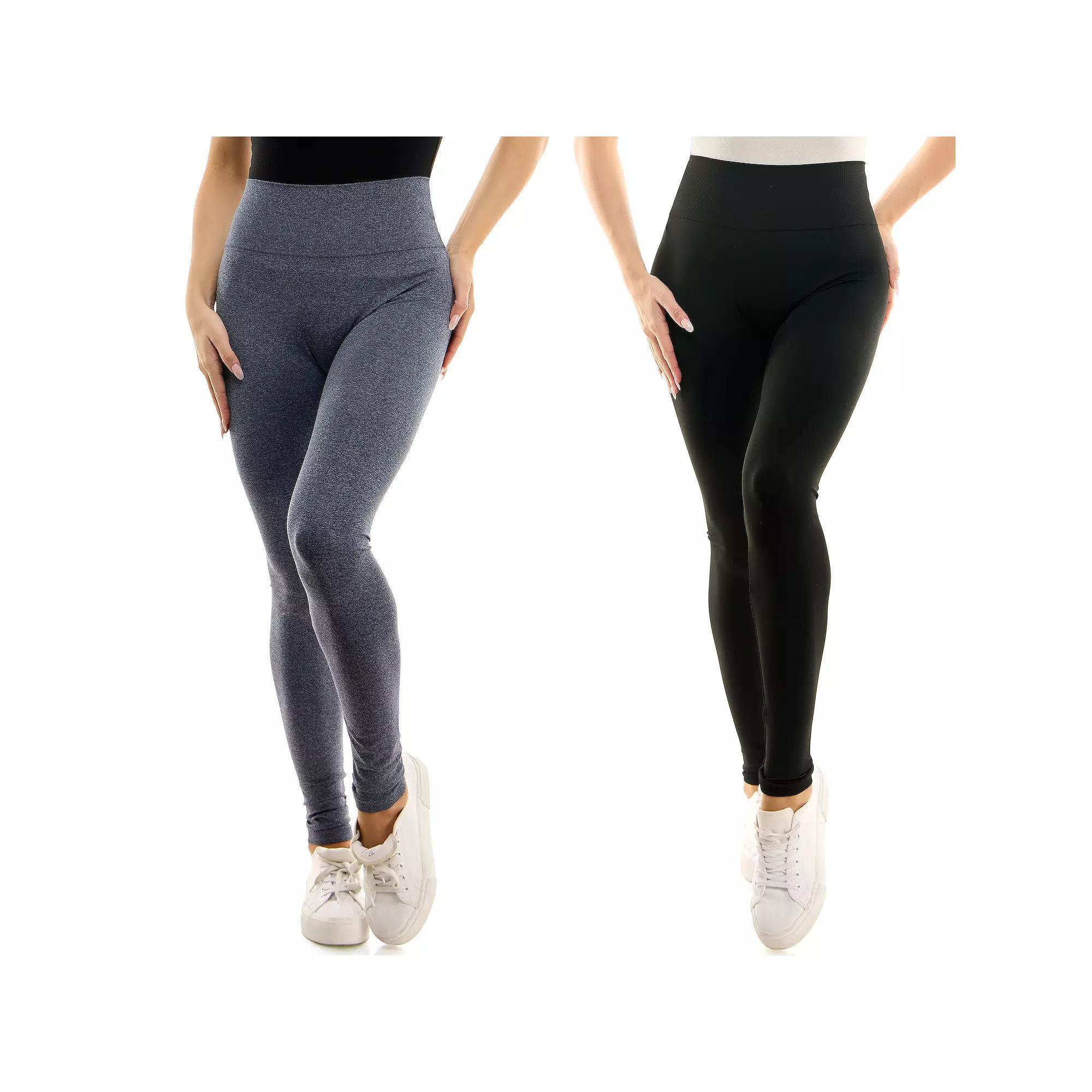 Women's Nina Leonard 2-pack Space-Dyed High-Waisted Leggings, Size: XS, Blue Product Image