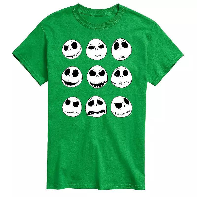Disneys The Nightmare Before Christmas Jack Skellington Mens Grid Graphic Tee Grey Military Green Product Image