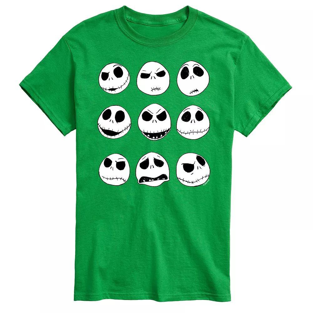 Disneys The Nightmare Before Christmas Jack Skellington Mens Grid Graphic Tee Grey Military Green Product Image