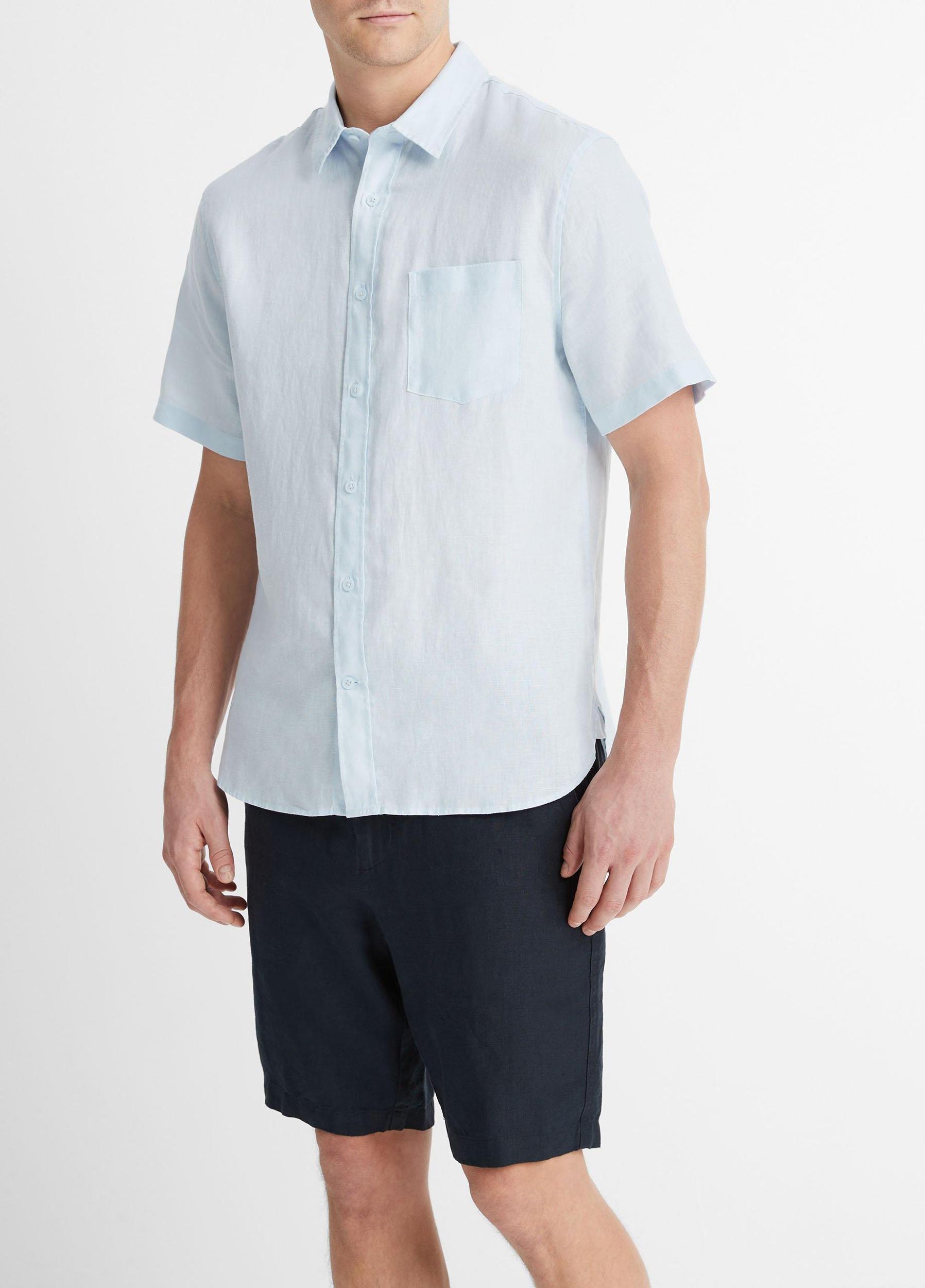 Mens Linen Short-Sleeve Shirt, Pumice Rock, Size XS Vince Product Image
