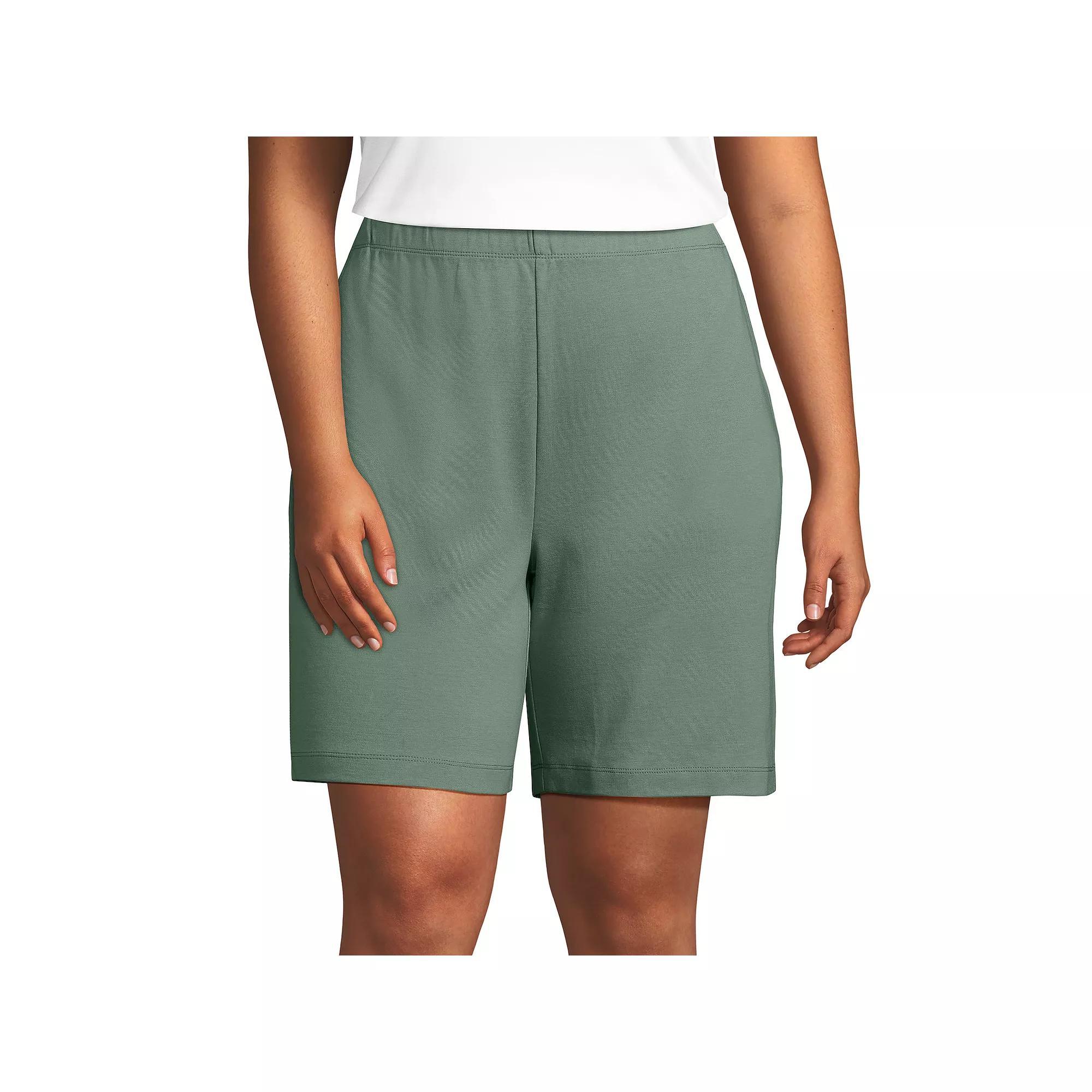 Plus Size Lands' End Sport Knit Pull-On Shorts, Women's, Size: 1XL, White Product Image