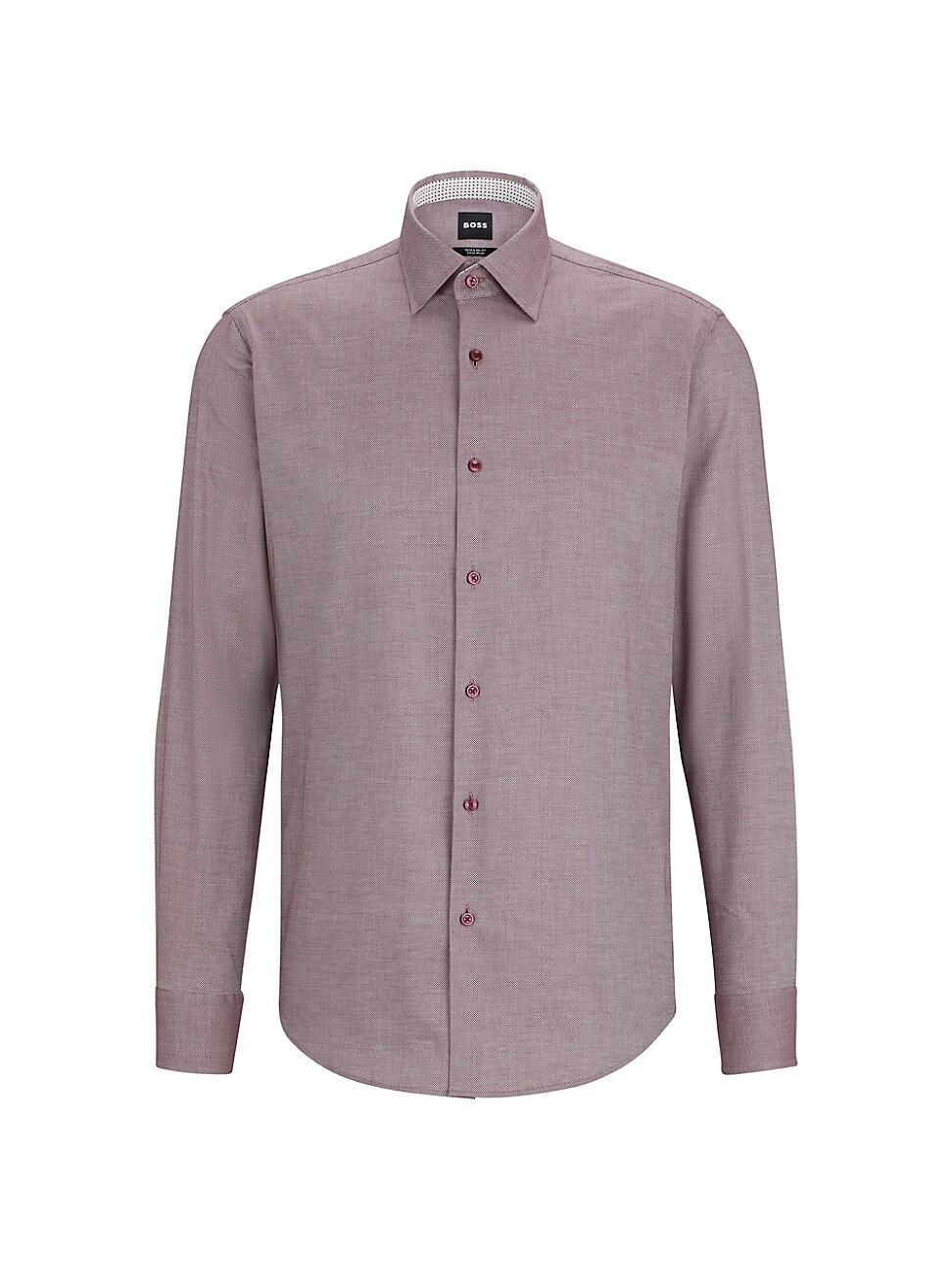 HUGO BOSS Boss By  Men's Oxford Stretch Cotton Regular-fit Dress Shirt In Dark Red Product Image