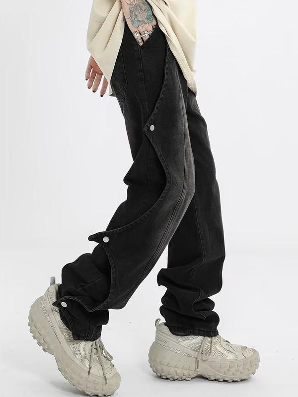 Men's Vintage Wash Deconstructed Loose Jeans Product Image