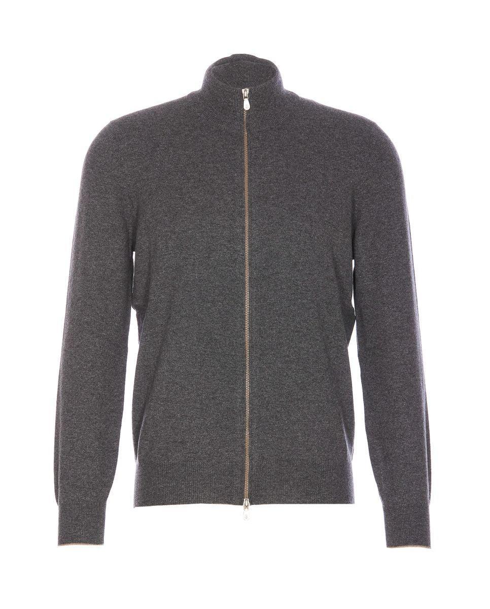 BRUNELLO CUCINELLI Zip Cardigan In Grey Product Image