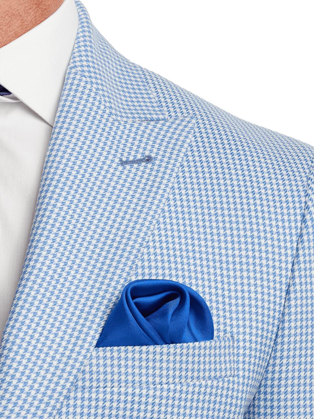 Wool Houndstooth Single Breasted Peak Lapel Sport Coat - Ocean Blue Product Image
