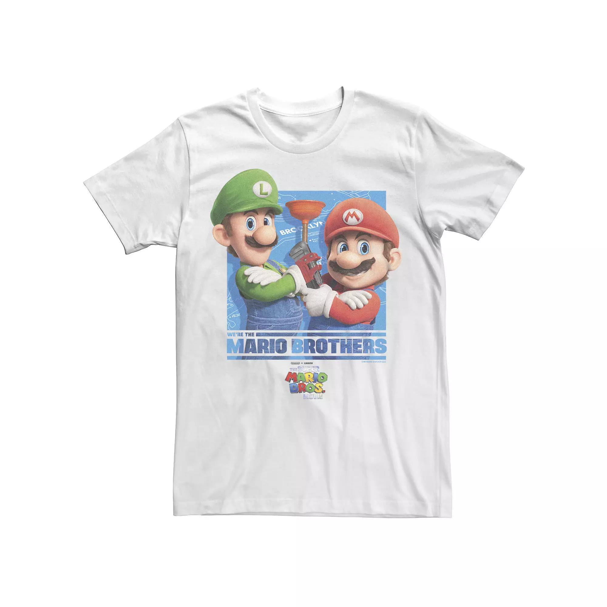 Men's The Super Mario Bros. Movie Plumber Brothers Graphic Tee, Size: Medium, White Product Image