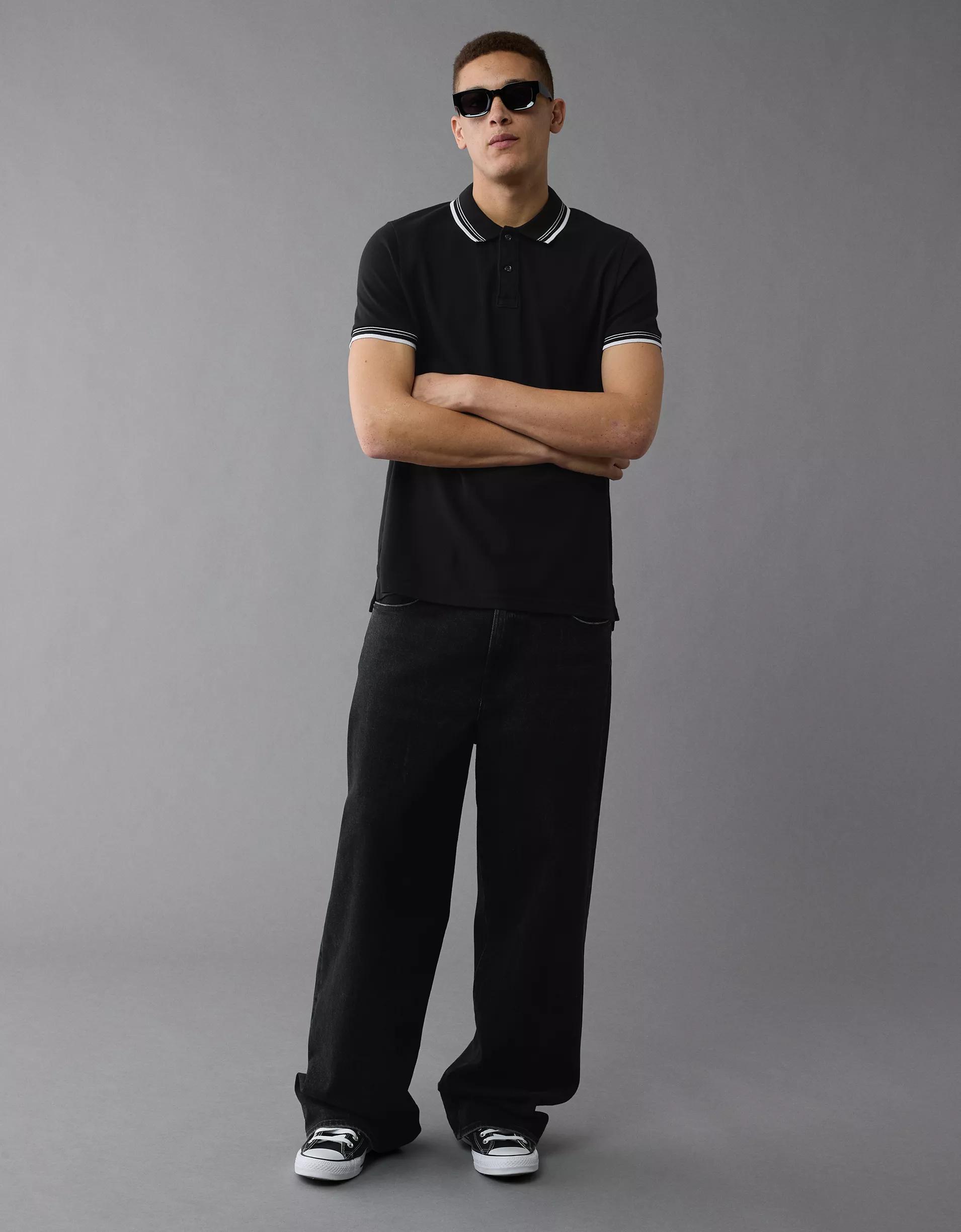 AE Lived-In Stretch Pique Slim Fit Tipped Polo Shirt Product Image