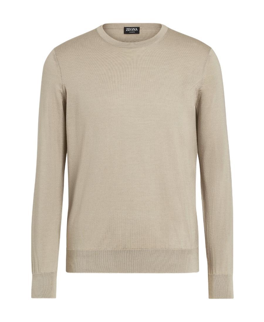 ZEGNA Cashmere-mulberry Silk Crew-neck Jumper In Nude Product Image