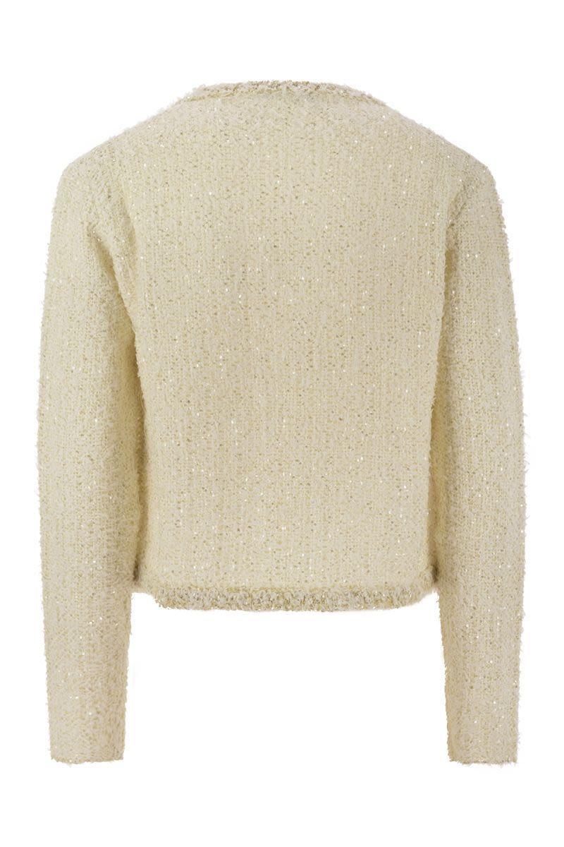 FABIANA FILIPPI Tweed-effect Yarn Cardigan In Cream Product Image