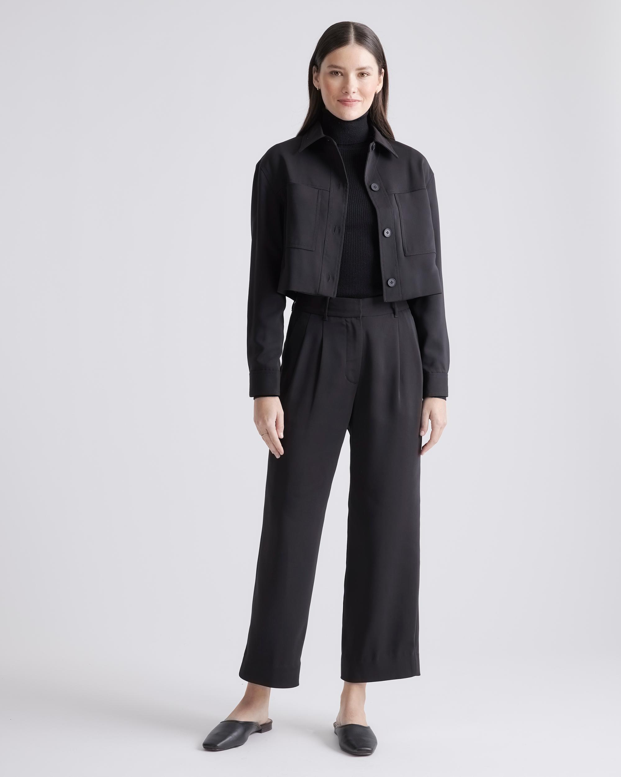 Quince | Women's Stretch Crepe Cropped Jacket Size XL, Recycled Polyester / Spandex Product Image