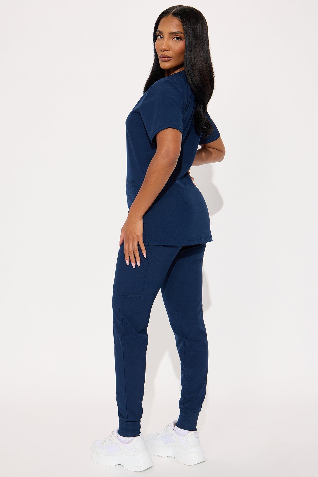 Daily Clock In 4 Way Stretch Uniform Scrub Jogger Set - Navy Female Product Image