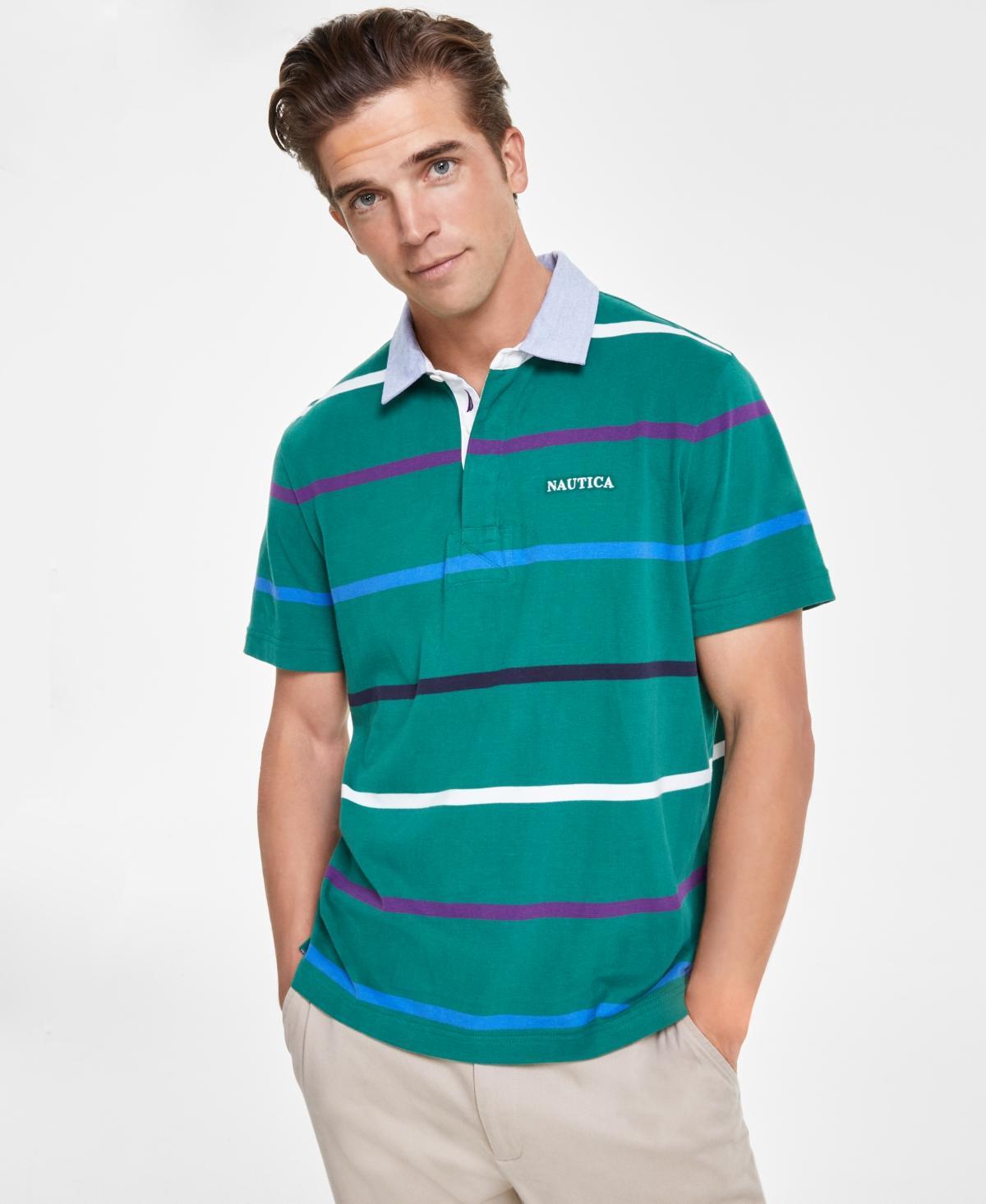 Nautica Mens Classic-Fit Striped Rugby Polo Product Image