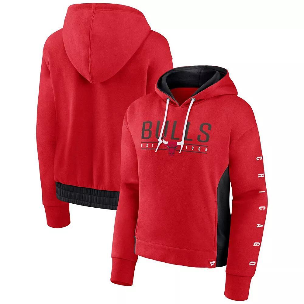 Women's Fanatics Branded Red Chicago Bulls Iconic Halftime Colorblock Pullover Hoodie, Size: Small Product Image