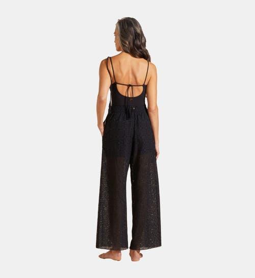 Womens Broderie Anglaise Cotton Wide-Leg Trousers Product Image