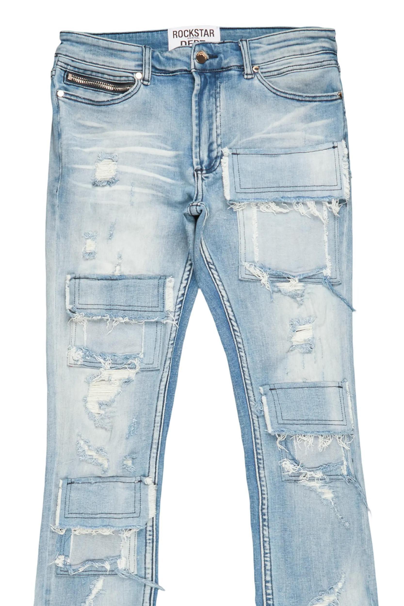 Pooja Blue Super Stacked Flare Jean Male Product Image